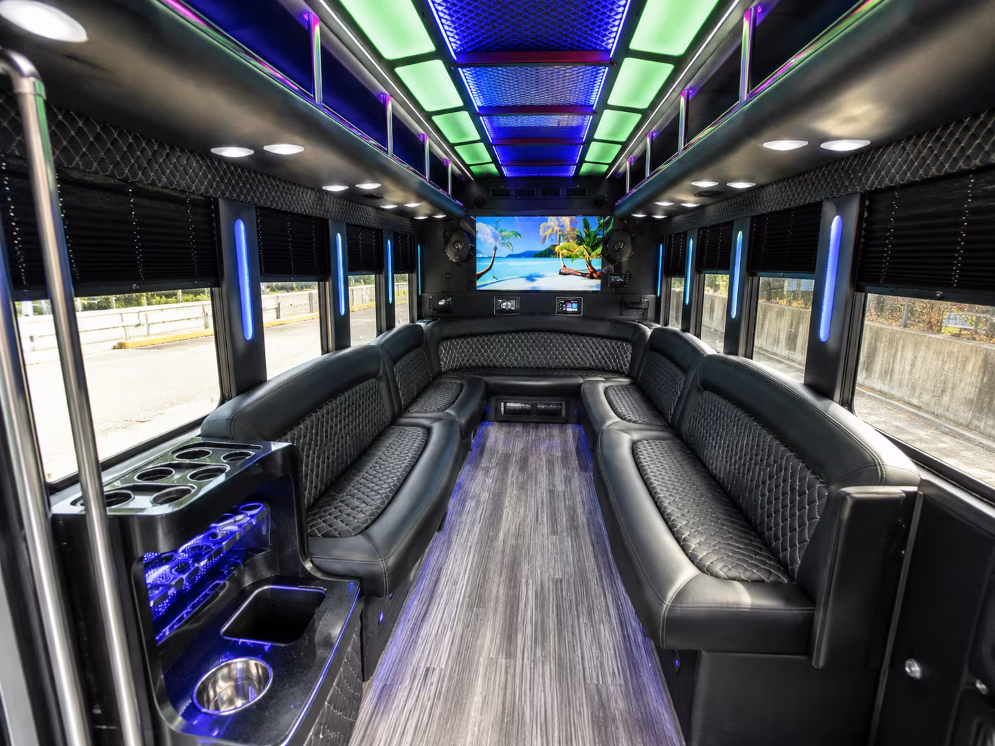 charlotte 18 passenger party bus inside