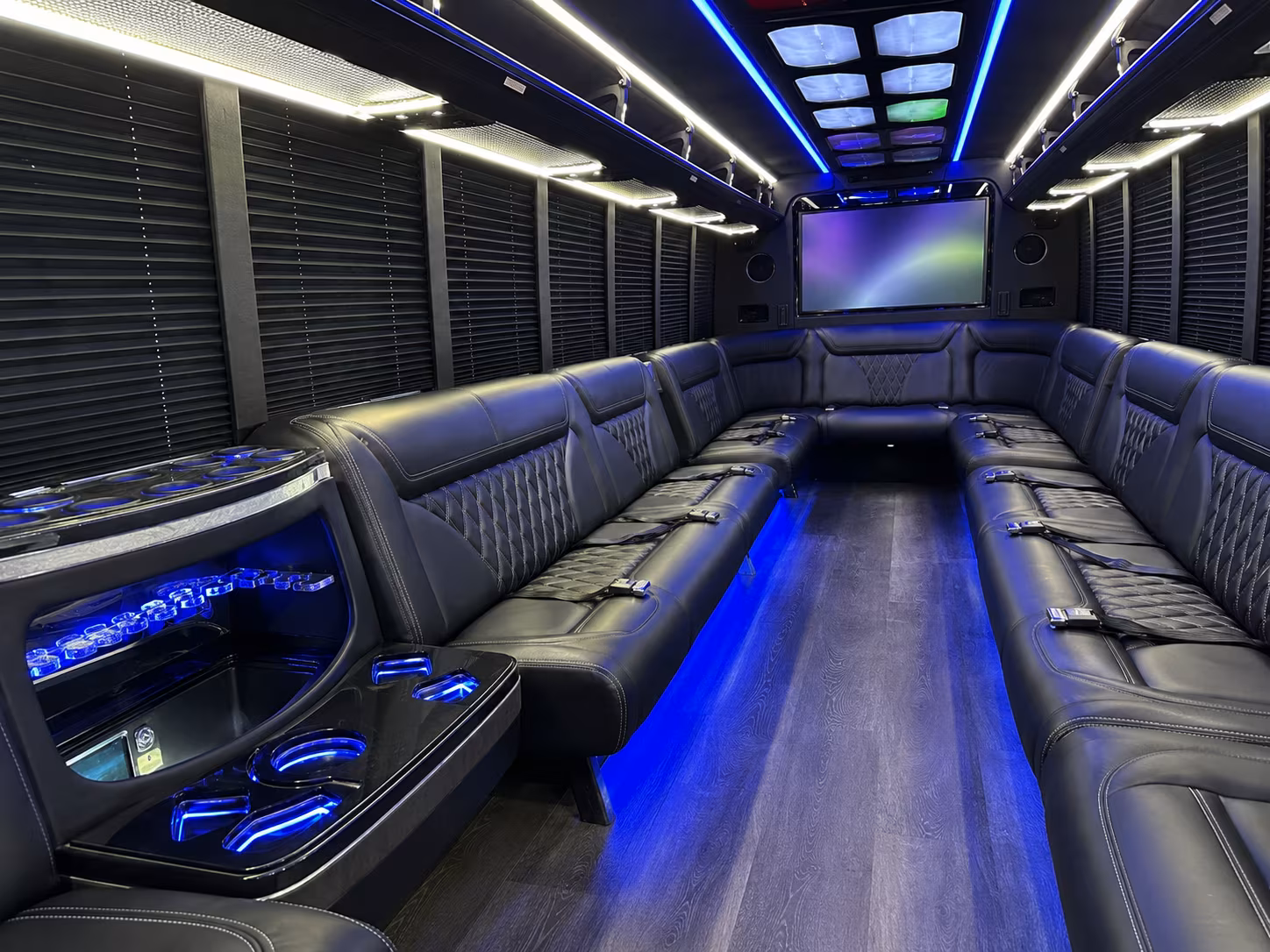 charlotte 20 passenger party bus inside