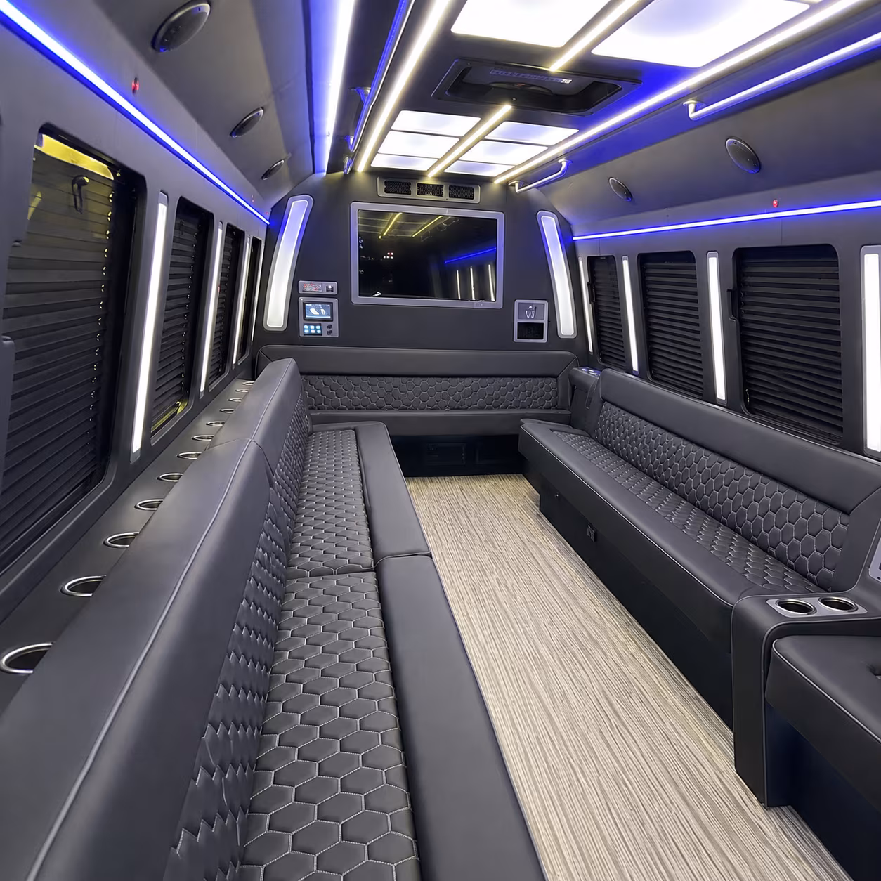 charlotte 40 passenger party bus inside