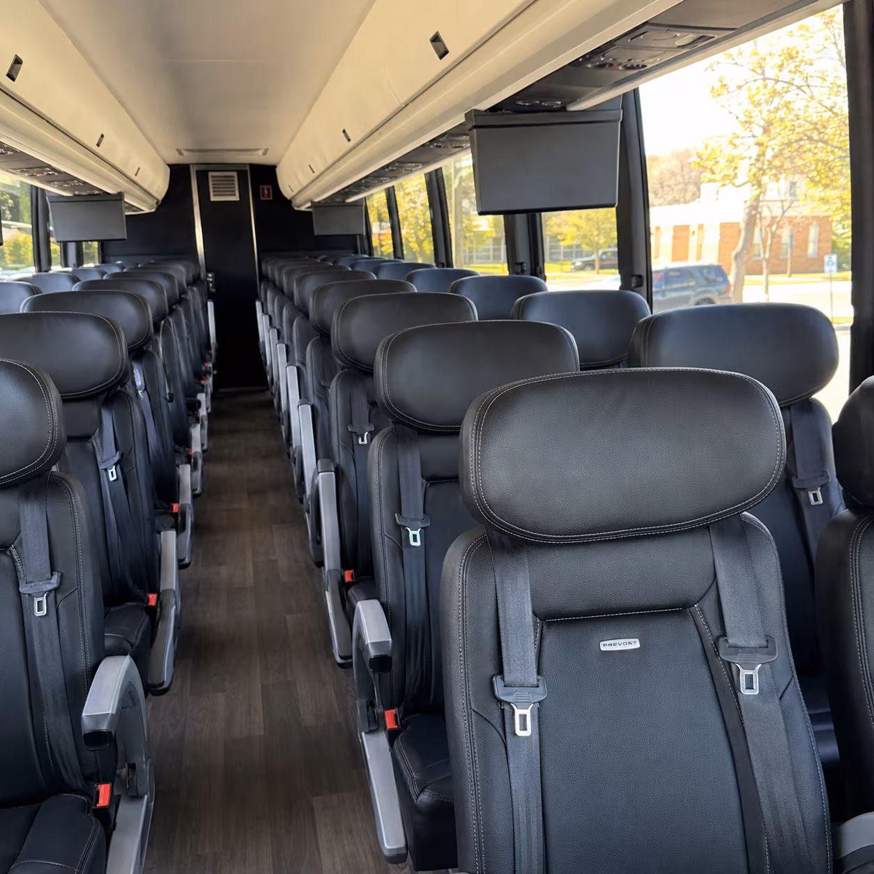 charlotte 45 passenger charter bus inside