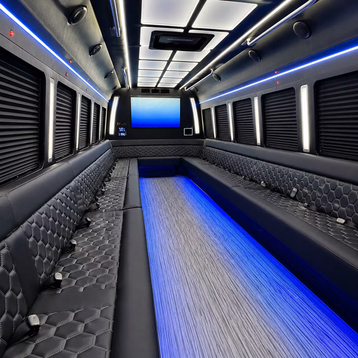 charlotte 50 passenger party bus inside