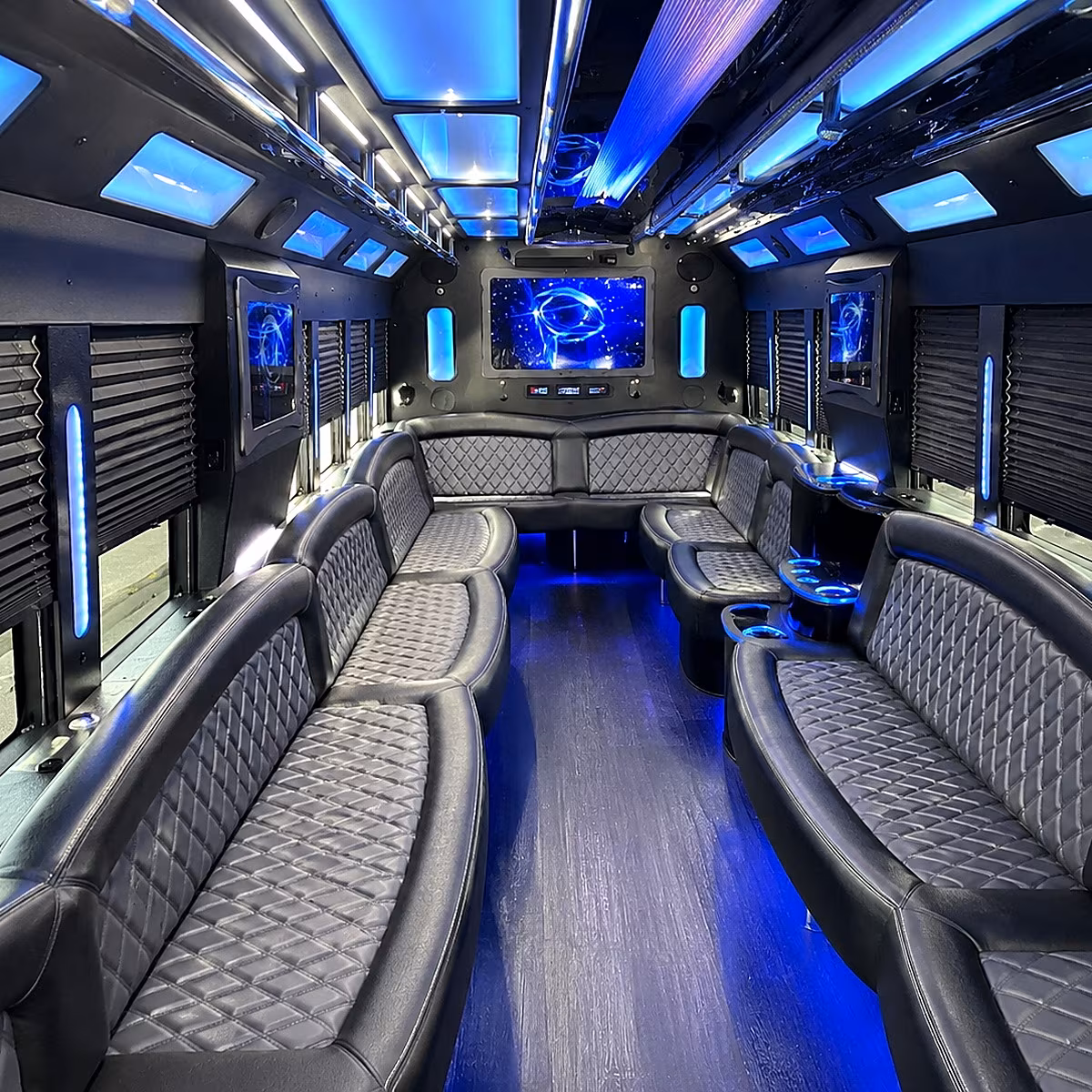 charlotte 50 passenger party bus interior